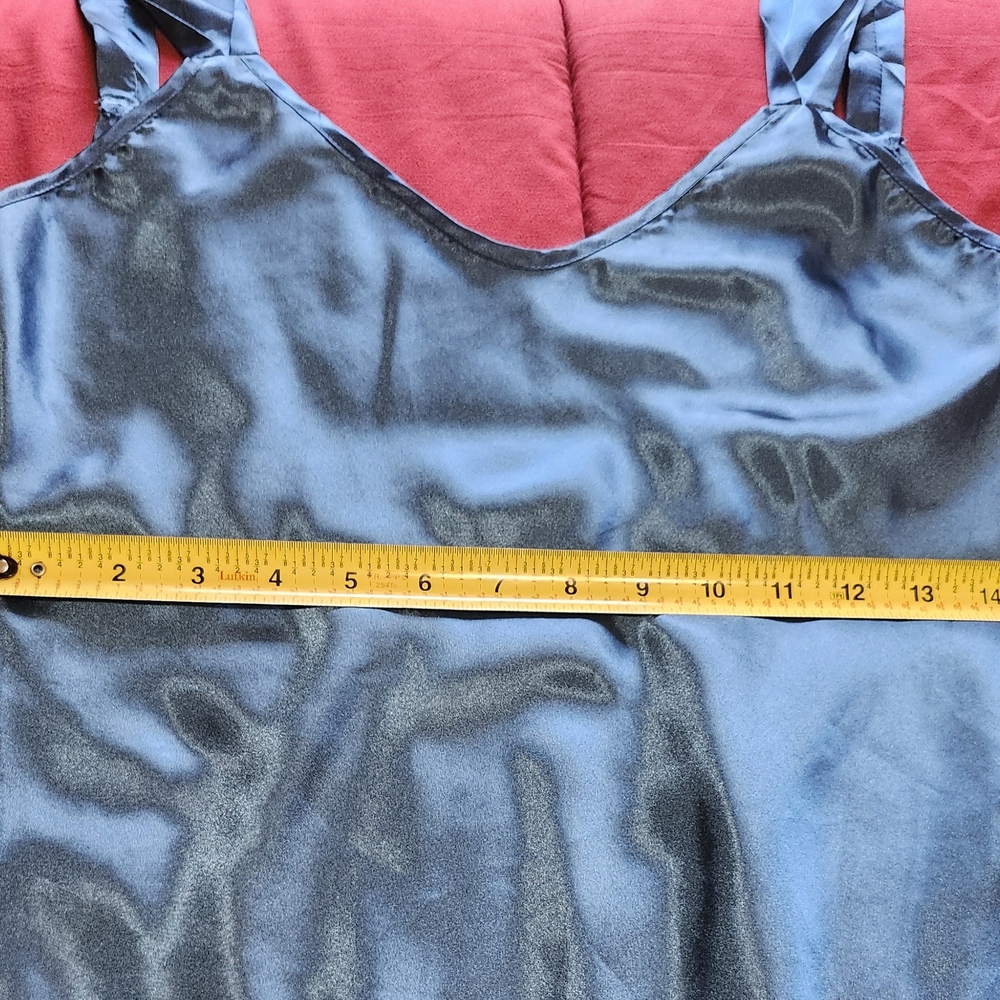 Vintage Honors Intimates Slip Nightgown Size S Deep V Back Teal Y2K Glam - Picture 9 of 11